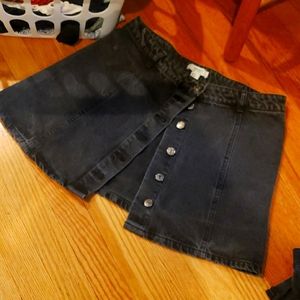 Button Front Jean Skirt